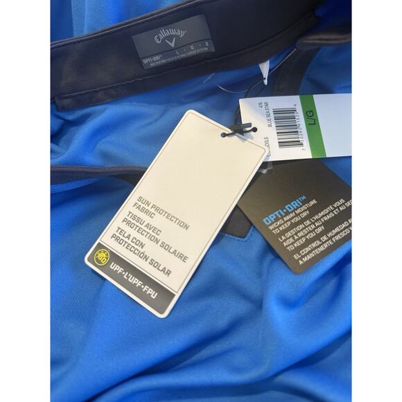 Callaway Women's Color Block Blue Sea Star Collar Golf Polo Opti-Dri Size L NWT - Picture 7 of 12